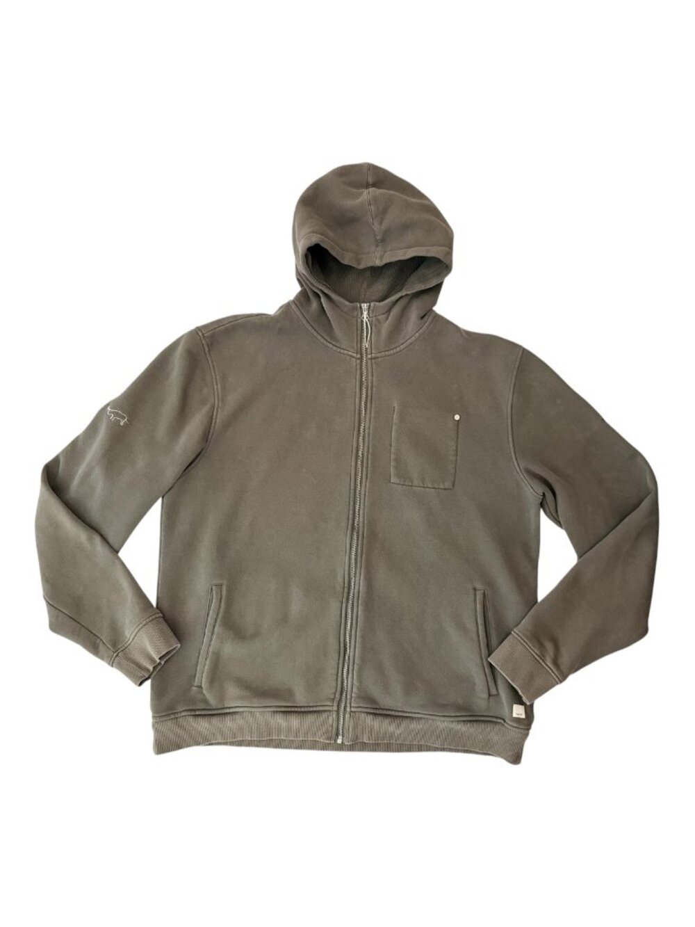 Vuori Men's Full Zip Hooded Jacket Green Organic Cotton Blend Size XL